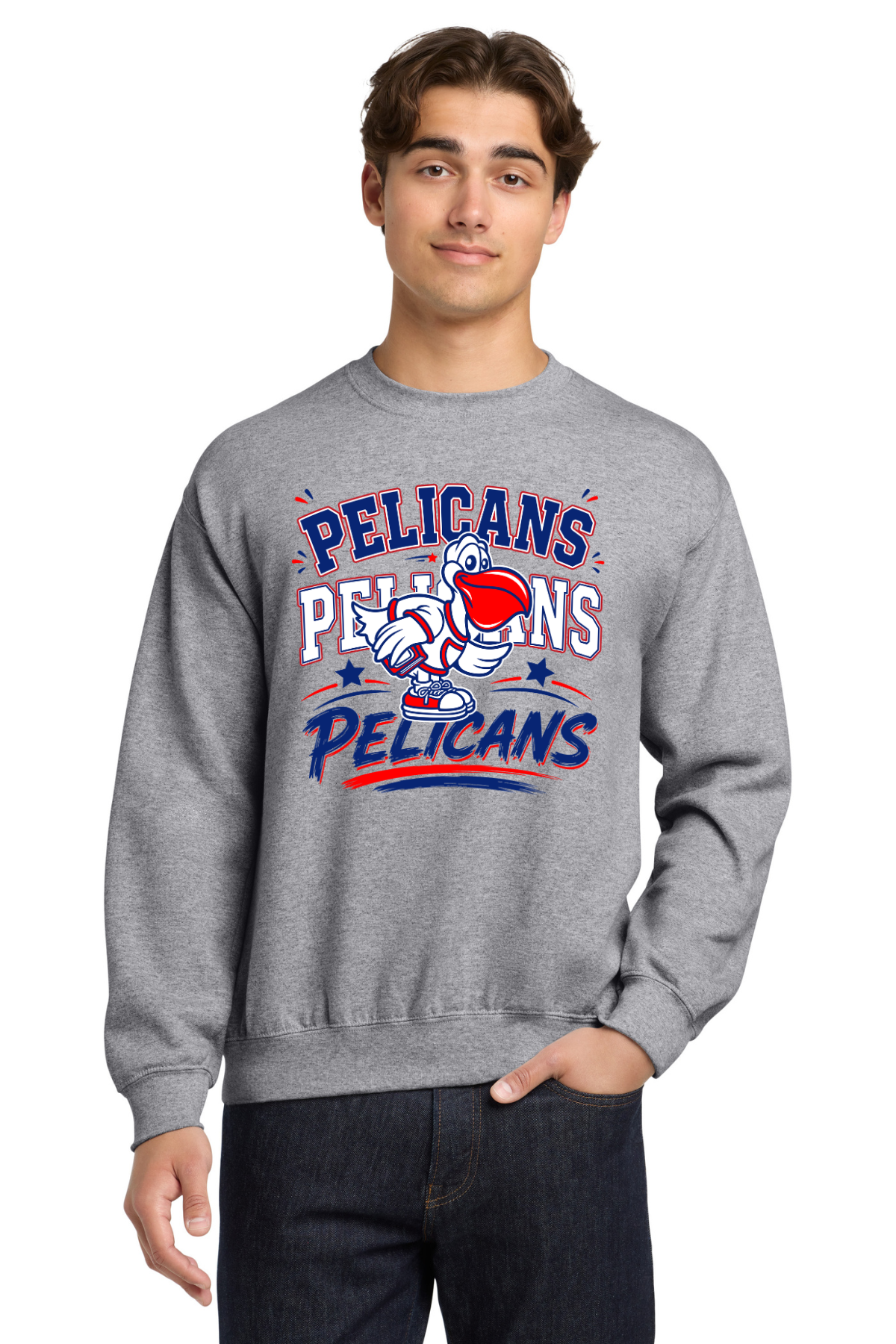 Pecan Grove Sport Grey Crewneck Sweatshirt -Pelicans Design