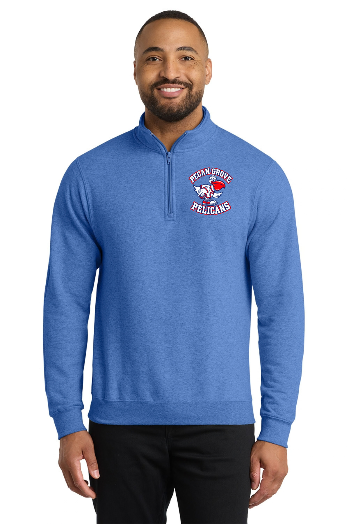 Pecan Grove Heather Royal Blue Adult Quarter Zip Pullover