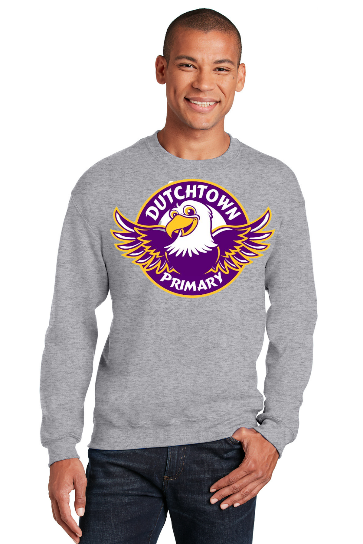 Dutchtown Primary Sport Grey Youth Crewneck Sweatshirt