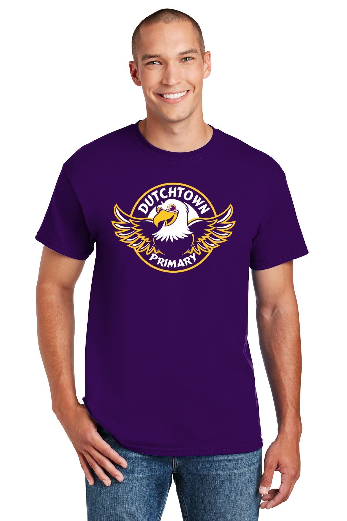 Dutchtown Primary Purple T Shirt with Eagle Head Logo