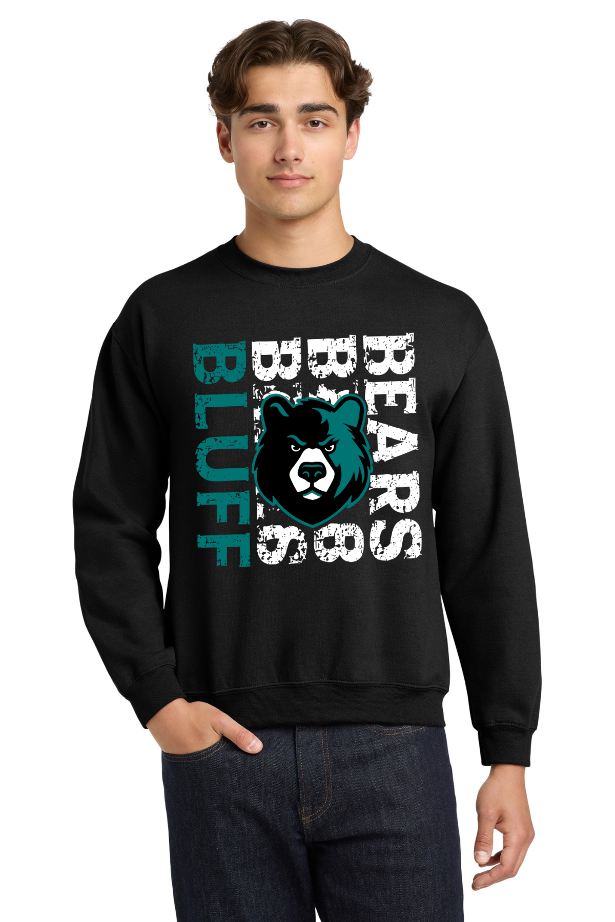 Bluff Middle Black Crewneck Sweatshirt