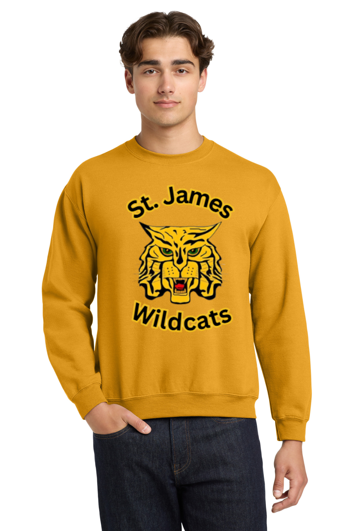 St James High Wildcat Crewneck Sweatshirt - Gold
