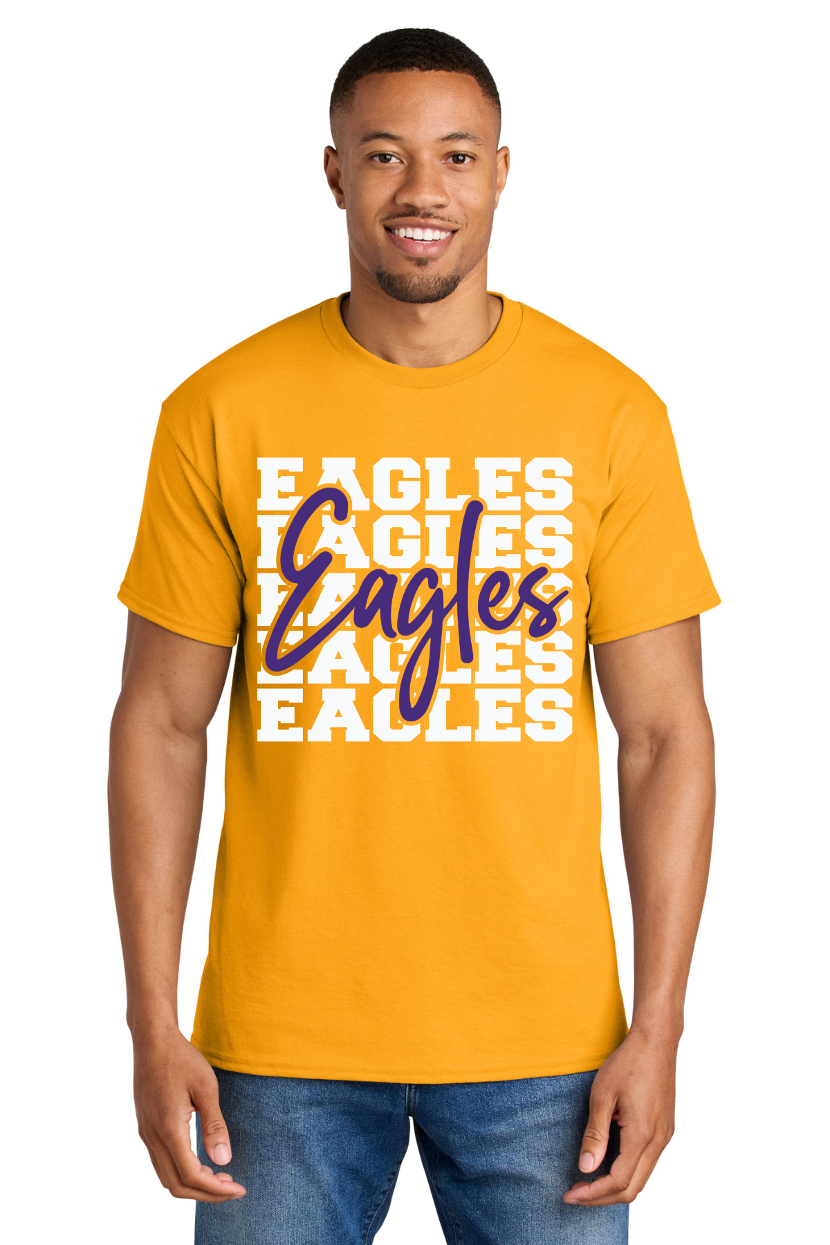 Dutchtown Primary Gold T Shirt with Eagles Word Logo