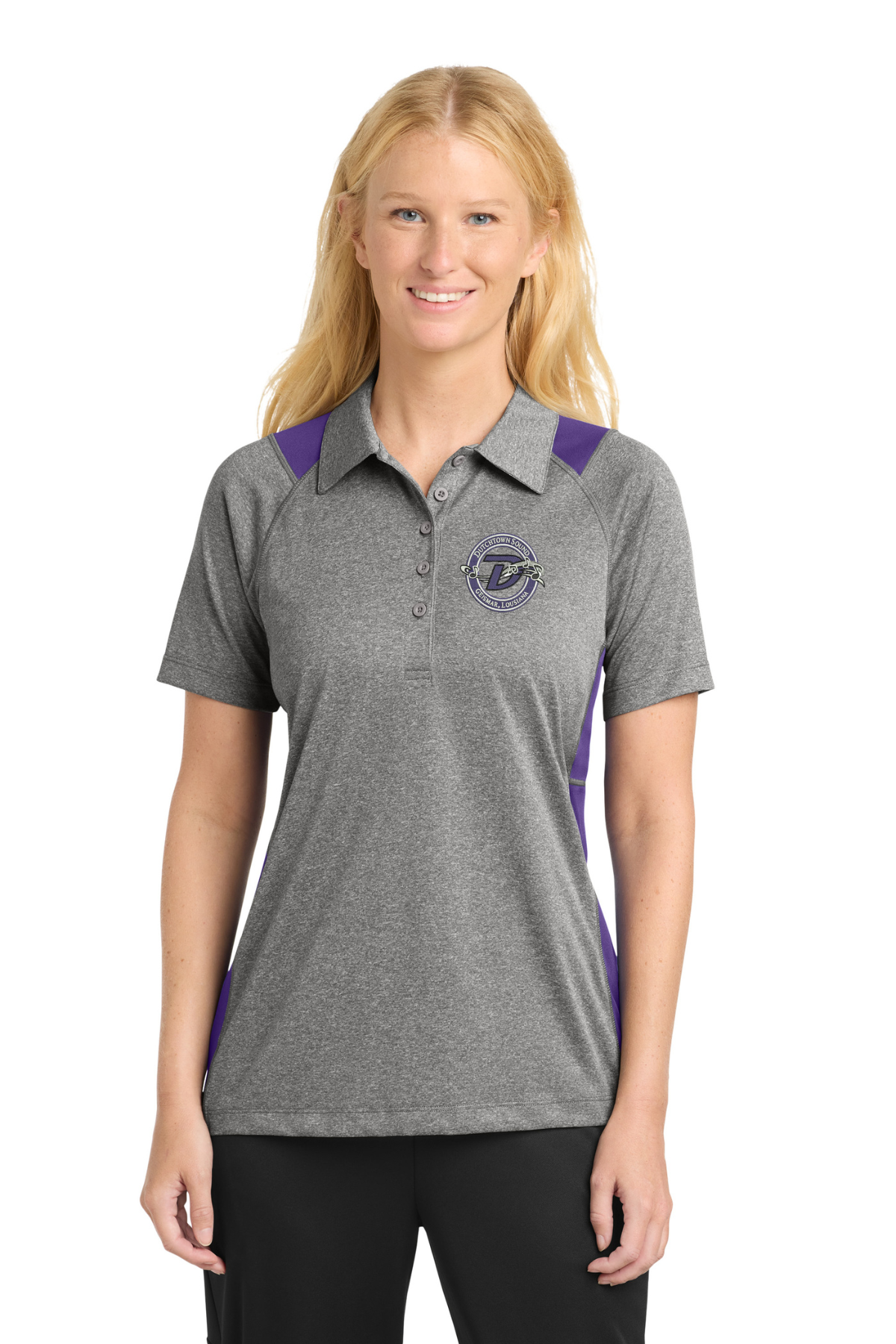 Dutchtown Sound Vintage Heather with Purple Polo - Ladies Cut