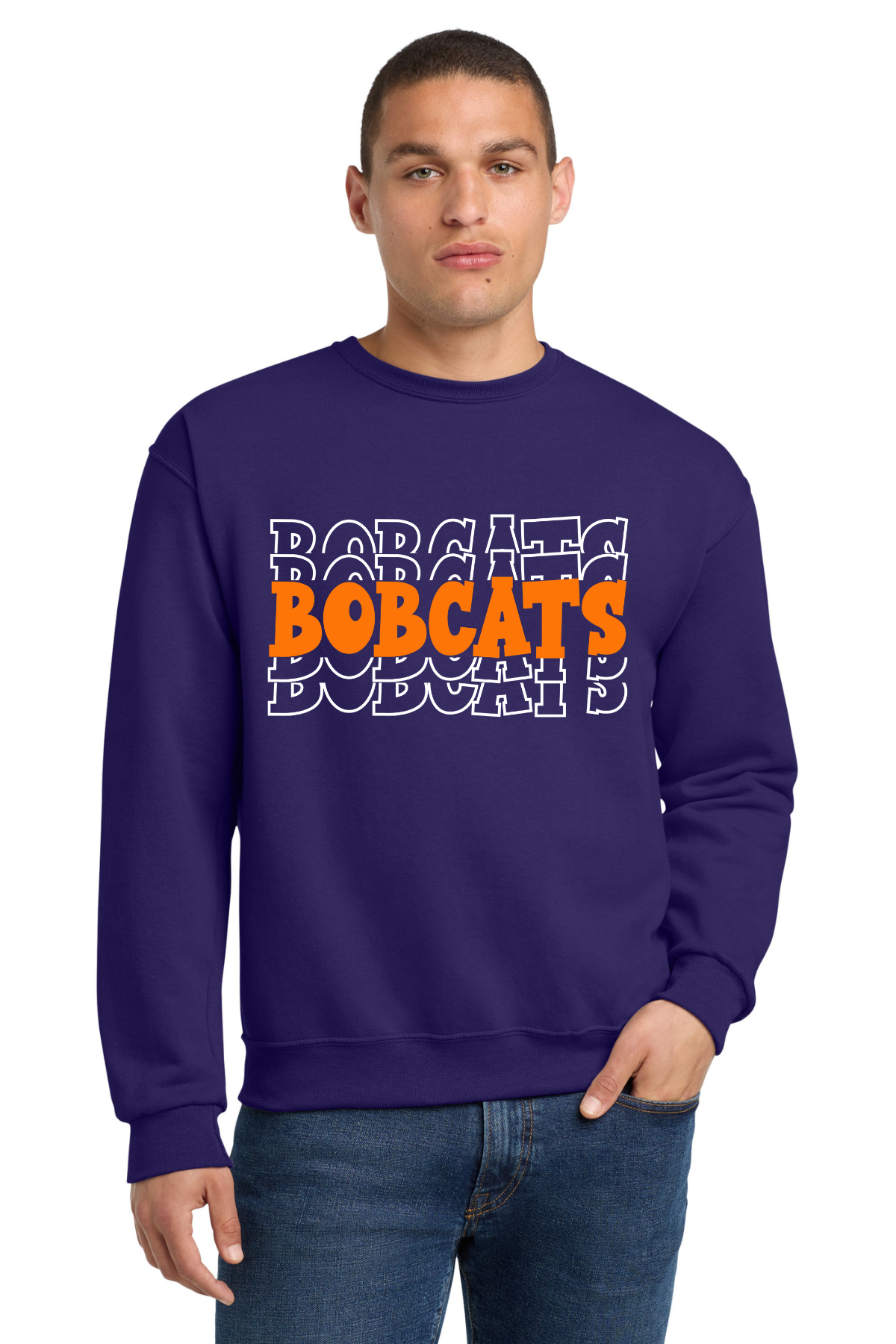 Spanish Lake Primary Purple Crewneck Sweatshirt - Bobcats Design
