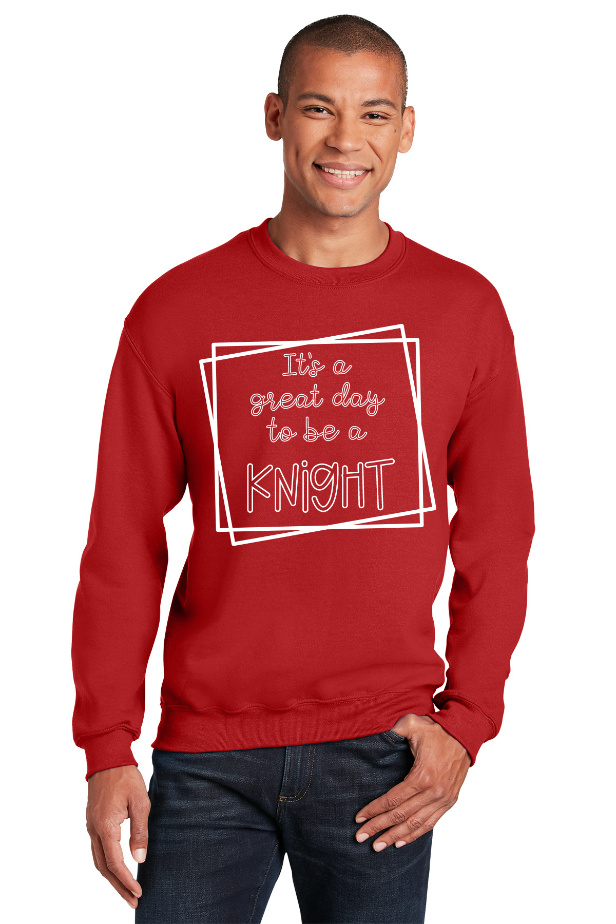 Sugar Mill Primary Red Crewneck Sweatshirt (Great Day to be a Knight)