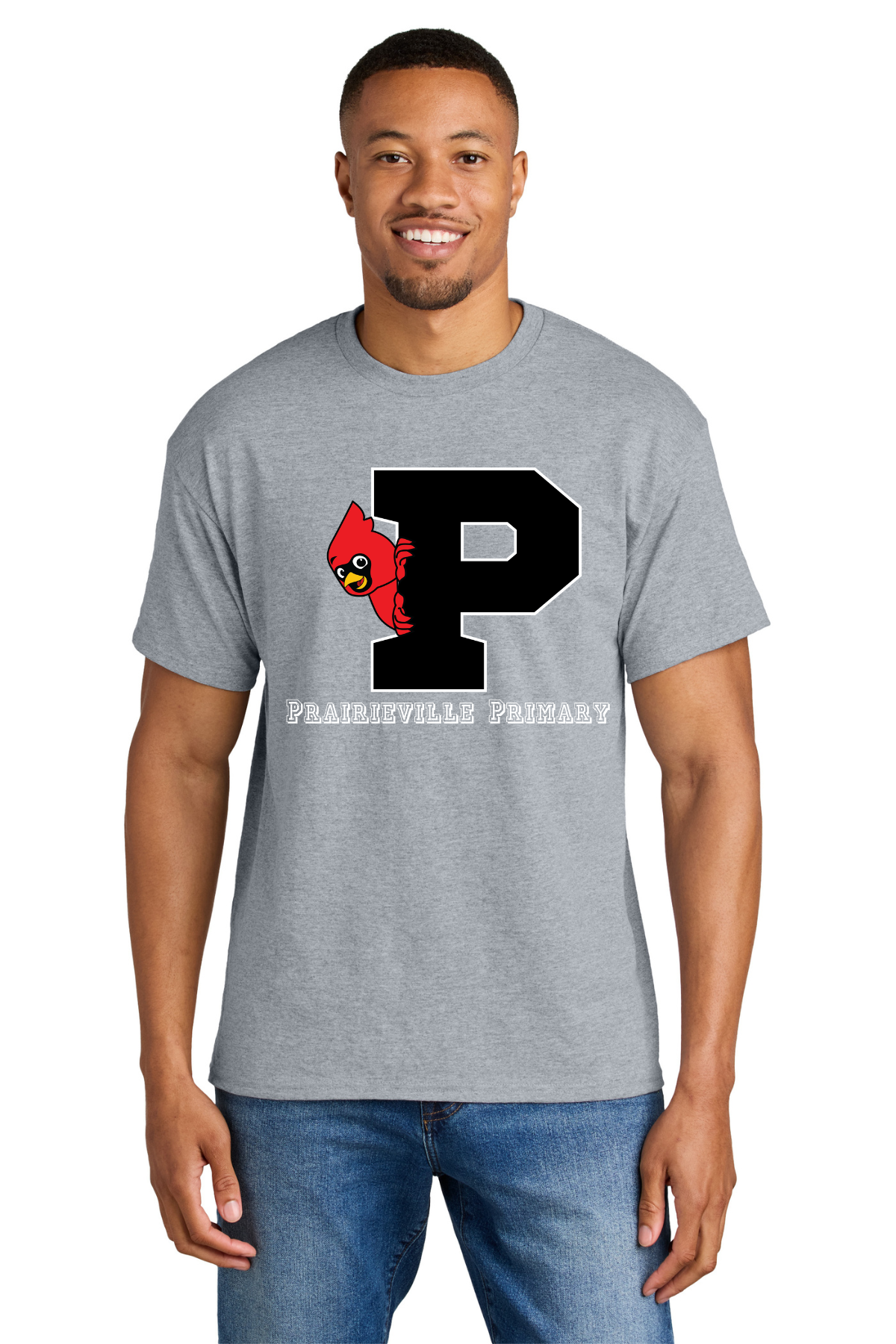 Prairieville Primary P Design T Shirt - Sport Grey