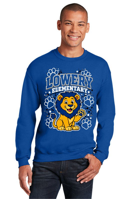 Lowery Elementary Royal Blue Crewneck Sweatshirt - Waving Lion Design