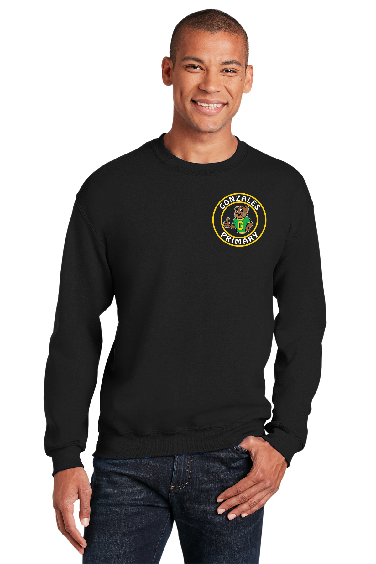 Gonzales Primary Black Crewneck Sweatshirt - Left Chest Logo