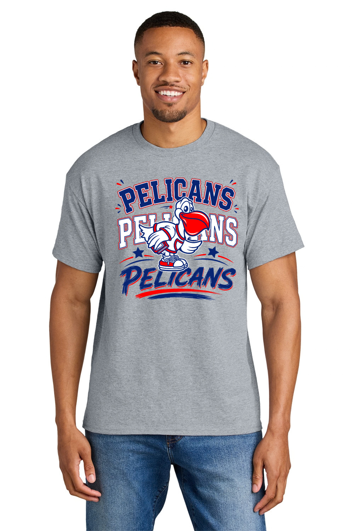 Pecan Grove Sport Grey T Shirt - Pelicans Design