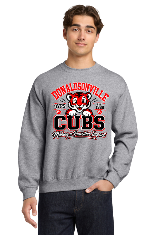 Donaldsonville Primary Sport Grey Crewneck Sweatshirt - Pawsitive Impact Design
