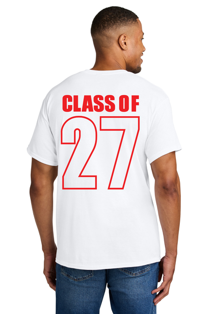 Lake Middle White 8th grade T Shirt Front Design with Year on Back