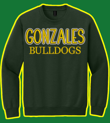 Gonzales Bulldog Puff Embroidered Crewneck