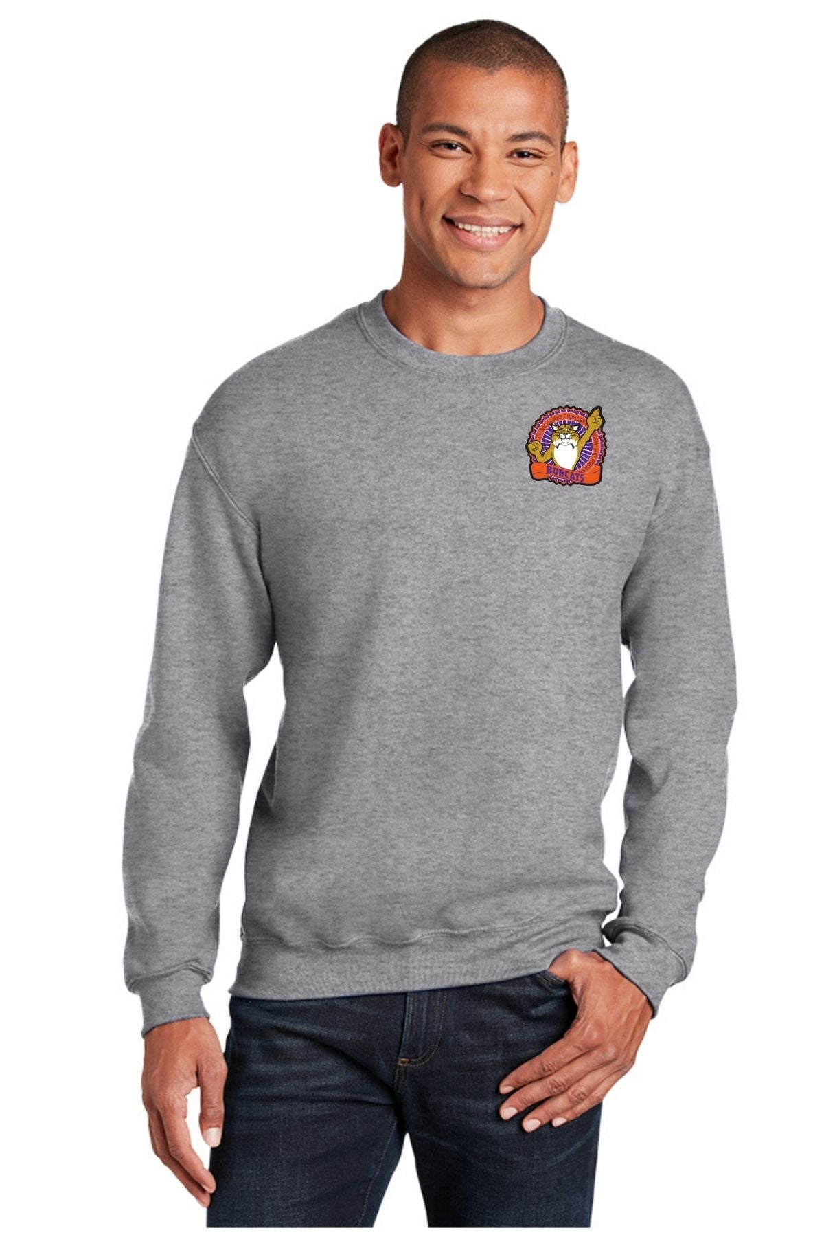 Spanish Lake Primary Sport Grey Crewneck Sweatshirt - Left Chest Design