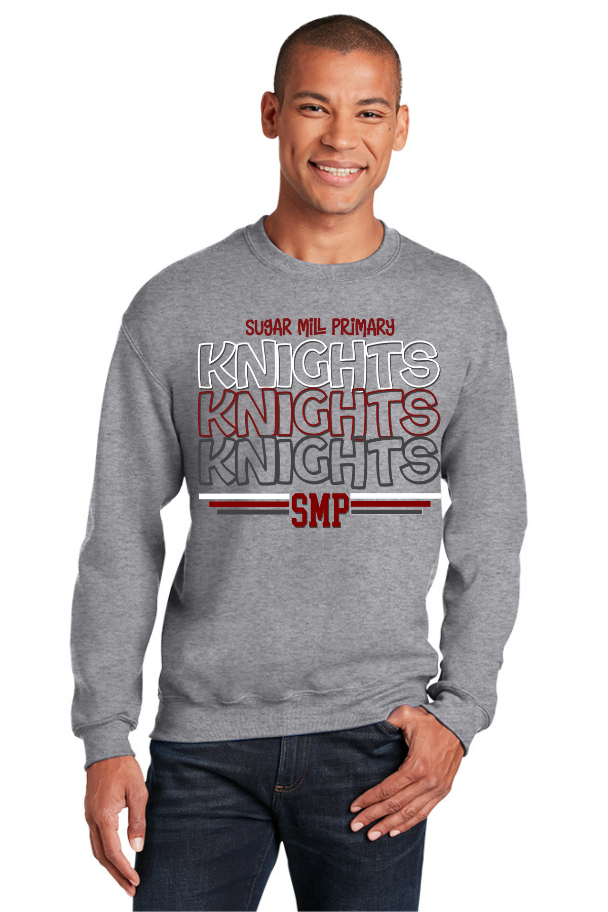 Sugar Mill Primary Sport Grey Crewneck Sweatshirt - Knights Stacked Logo