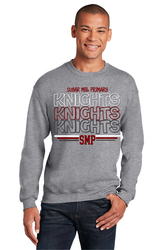 Sugar Mill Primary Sport Grey Crewneck Sweatshirt - Knights Stacked Logo