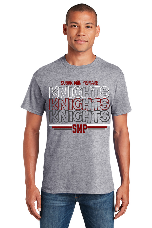 Sugar Mill Primary Sport Grey T Shirt - Knights Stacked Logo