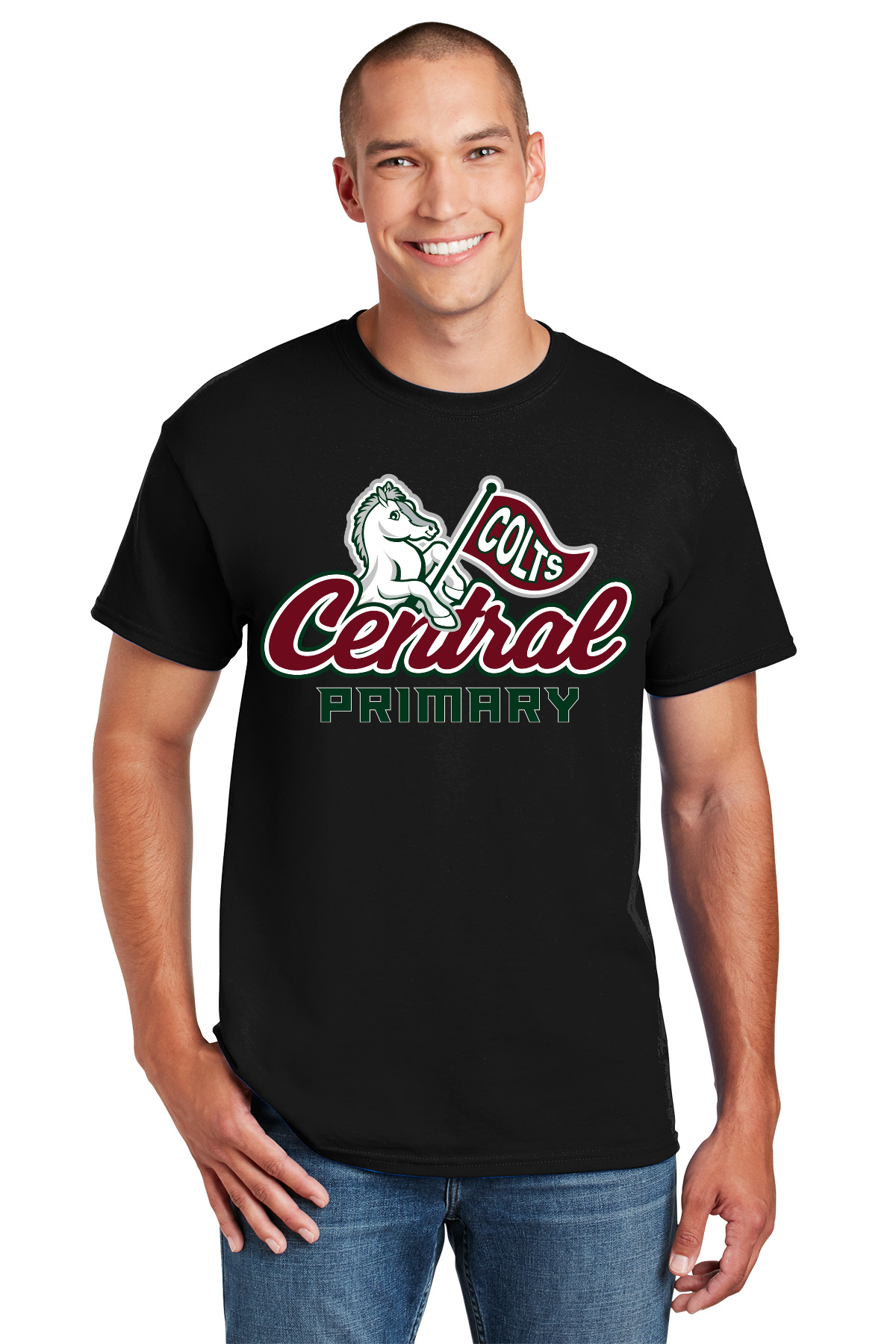 Central Primary Black T Shirt - Full Front Logo