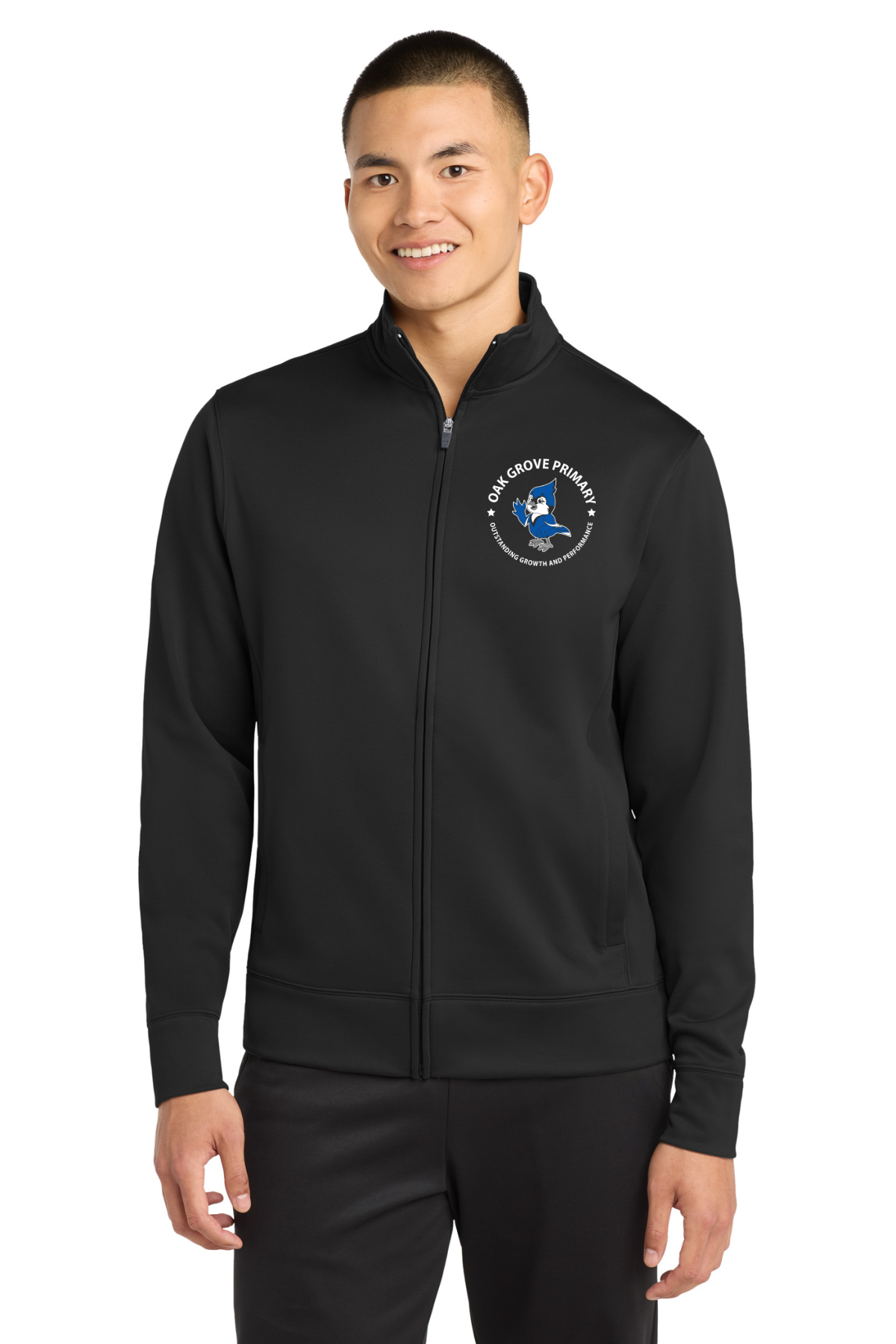 Oak Grove Primary Black Full Zip Jacket with Embroidered Logo