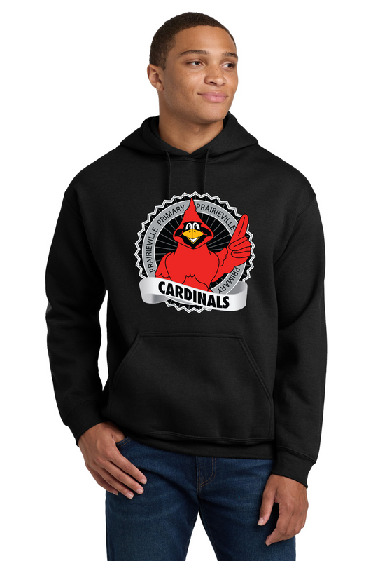 Prairieville Primary Logo Design Hoodie Sweatshirt - Black