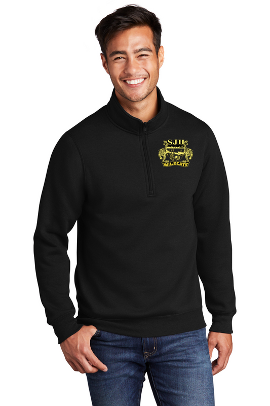 St James High Quarter Zip Pullover Crest Logo - Black