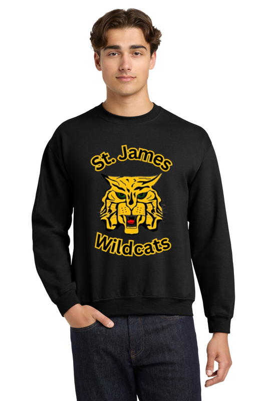 St James High Wildcat Crewneck Sweatshirt - Black