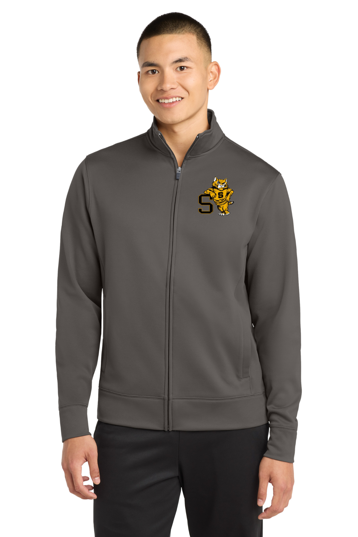 St James High Full Zip Jacket Leaning Wildcat Logo - Grey