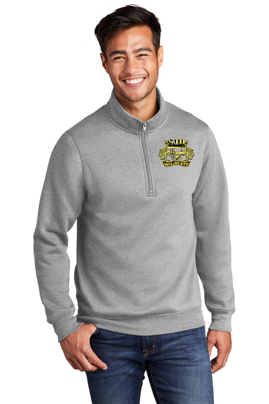 St James High Quarter Zip Pullover Crest Logo - Grey