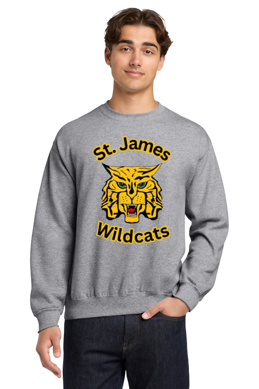 St James High Wildcat Crewneck Sweatshirt - Sport Grey