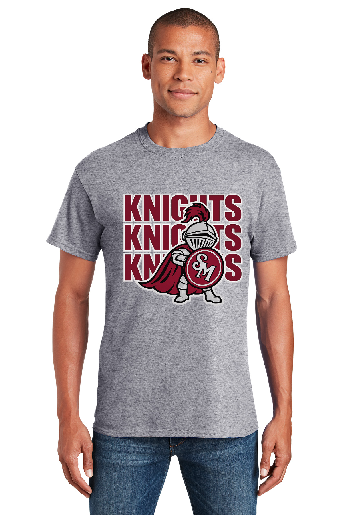 Sugar Mill Primary Sport Grey T Shirt - Knights Mascot Logo