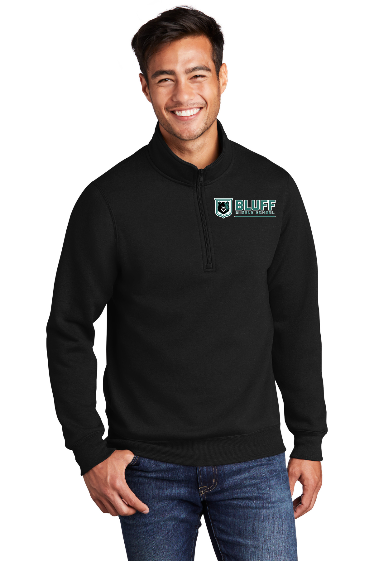 Bluff Middle Black Quarter Zip Pullover