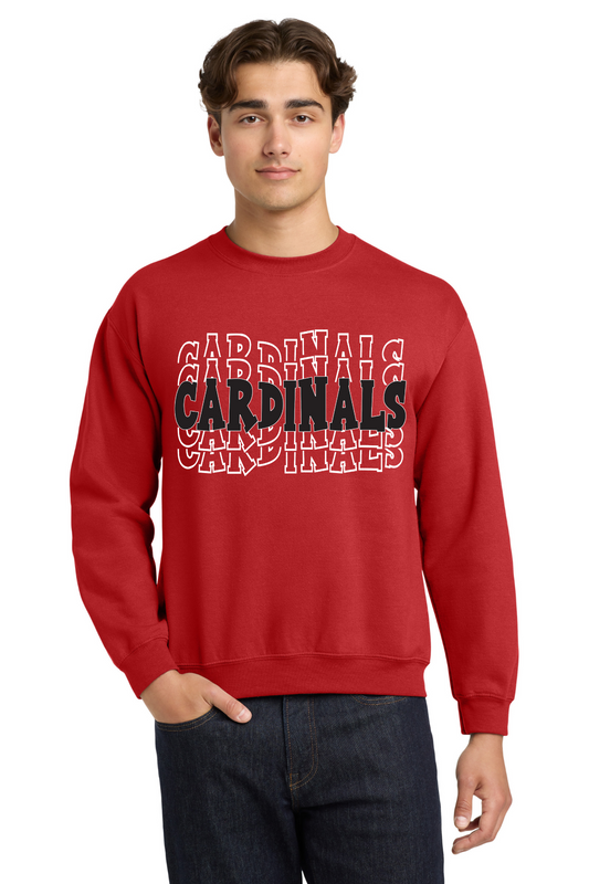 Prairieville Primary Cardinal Word Design Crewneck Sweatshirt - Red