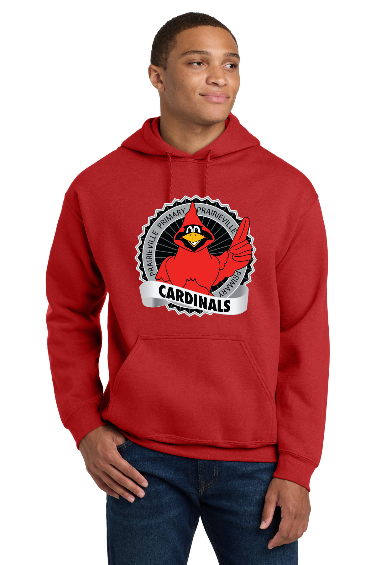 Prairieville Primary Logo Design Hoodie Sweatshirt - Red