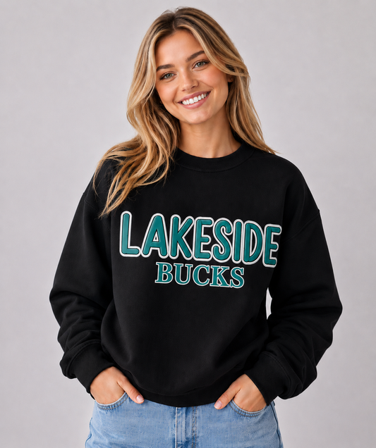 Lakeside Bucks 3D Puff Embroidered Crewneck