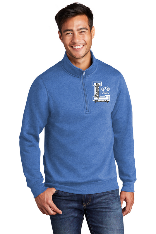 Lowery Elementary Heather Royal Blue Adult Quarter Zip Pullover