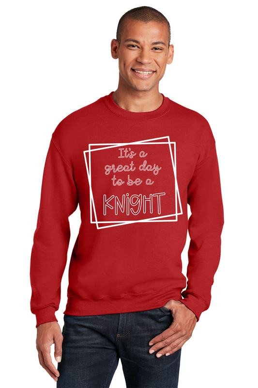 Sugar Mill Primary Red Crewneck Sweatshirt (Great Day to be a Knight)
