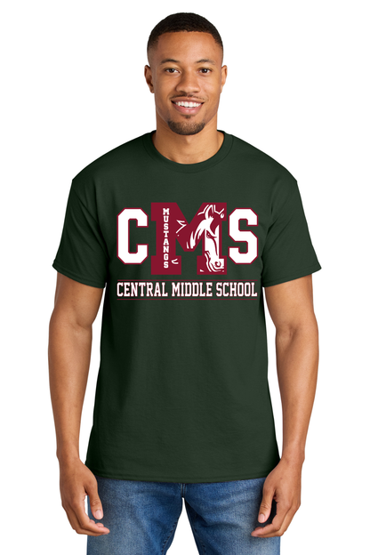 Central Middle Short Sleeve T Shirt - 3 Letter Design Forest Green